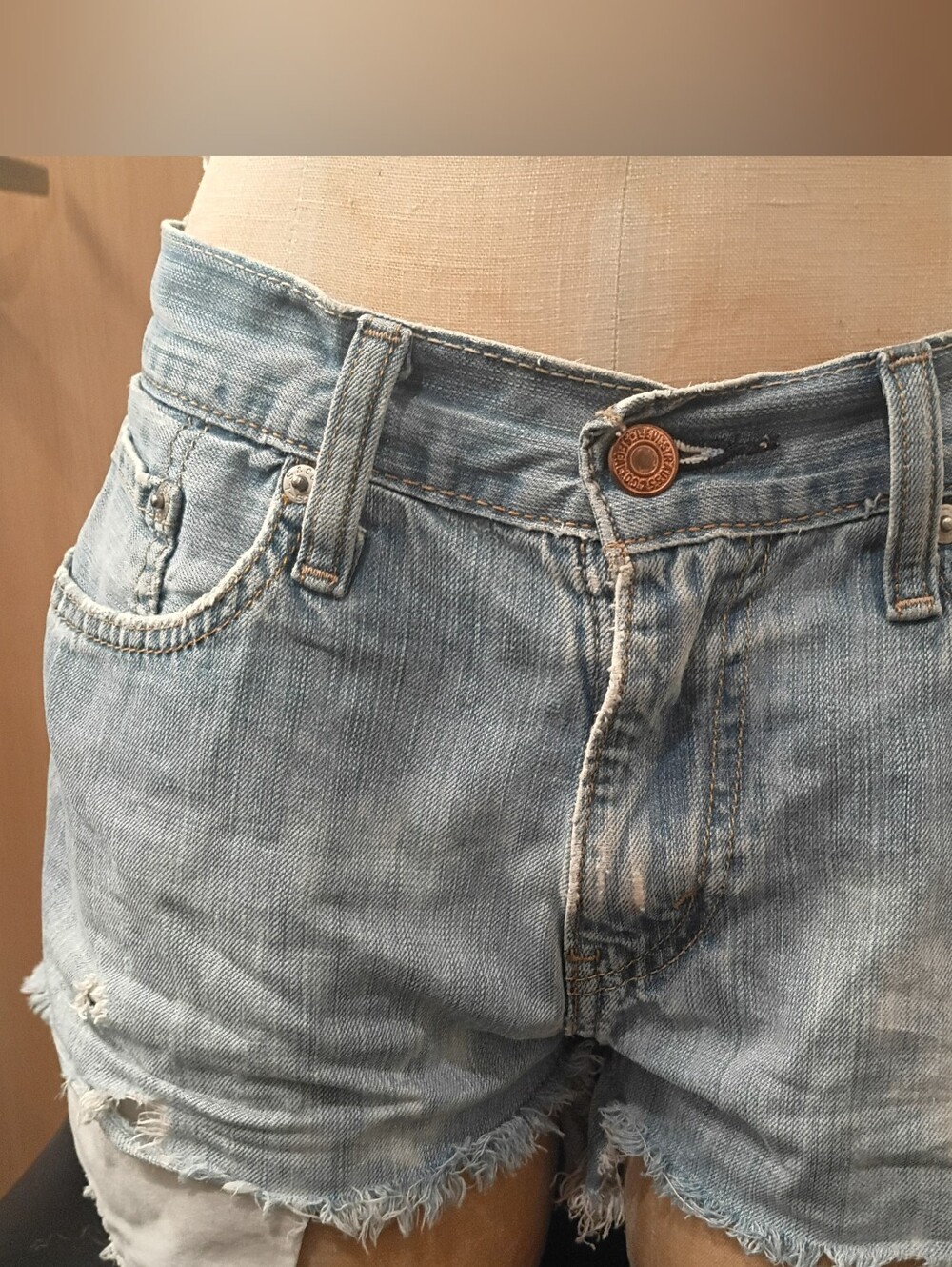 Levi's Light Blue Distressed Denim Cutoff Shorts
